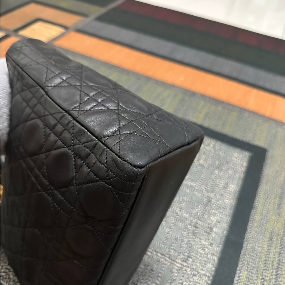 Dior Black Quilted Leather Satchel with Gold Hardware - Picture 12 of 15